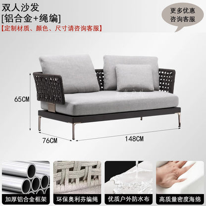 Luxury Outdoor Rattan Sofa Set Patio Couch with Cushions