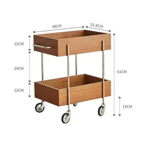 Solid Wood Kitchen Cart with Wheels Mobile Storage Table
