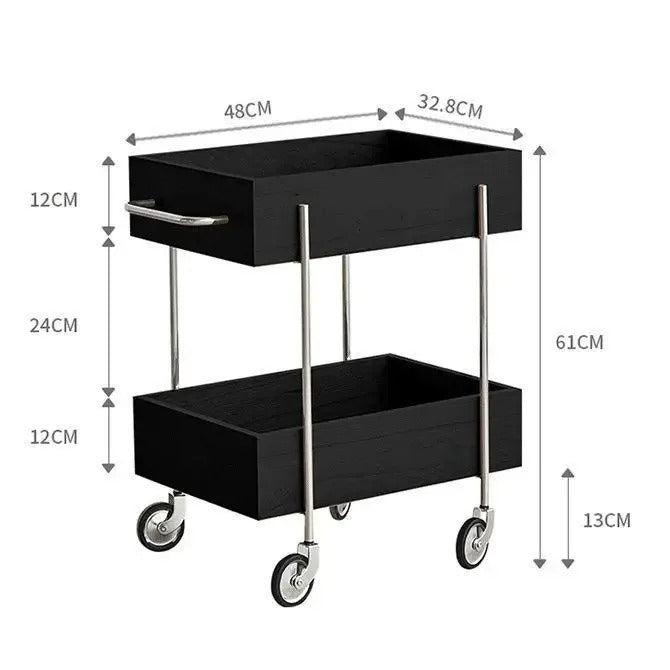 Solid Wood Kitchen Cart with Wheels Mobile Storage Table