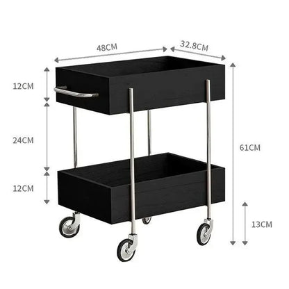 Solid Wood Kitchen Cart with Wheels Mobile Storage Table