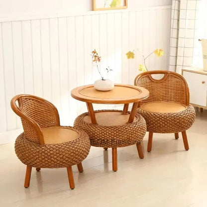Bamboo Rattan Outdoor Chair Set Balcony Garden Furniture