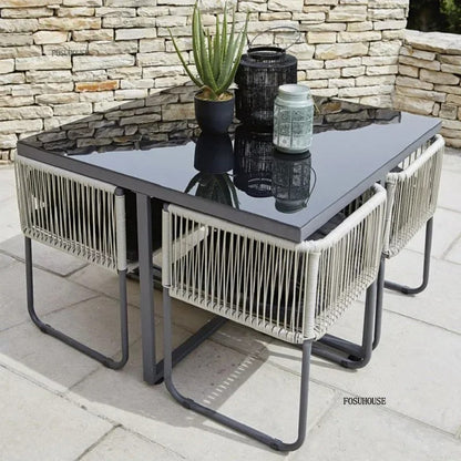 PE Rattan Garden Table and Chair Set Outdoor Furniture