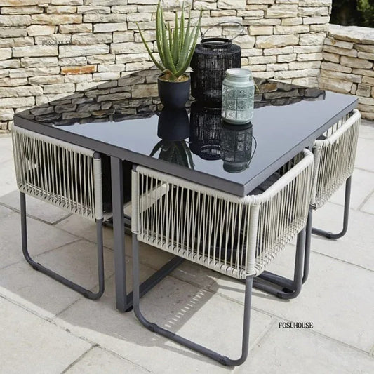 PE Rattan Garden Table and Chair Set Outdoor Furniture