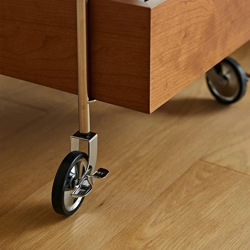 Solid Wood Kitchen Cart with Wheels Mobile Storage Table