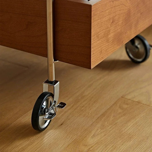 Solid Wood Kitchen Cart with Wheels Mobile Storage Table