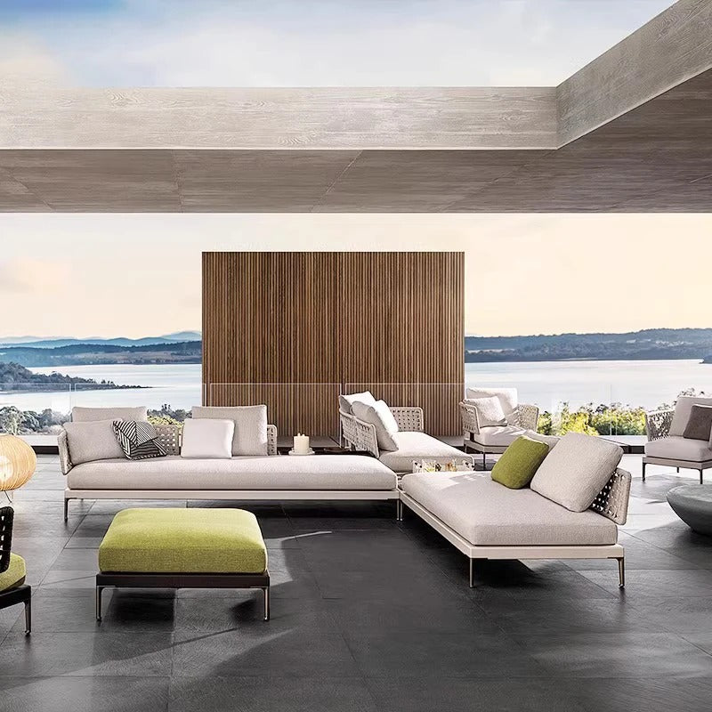Luxury Outdoor Rattan Sofa Set Patio Couch with Cushions