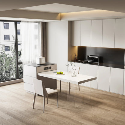 Rolling Kitchen Island with Extendable Dining Table