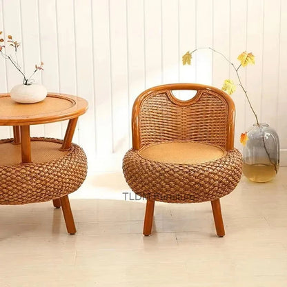 Bamboo Rattan Outdoor Chair Set Balcony Garden Furniture
