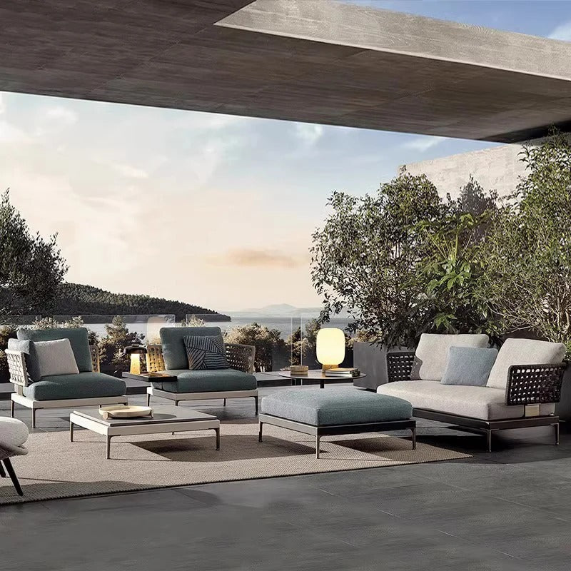 Luxury Outdoor Rattan Sofa Set Patio Couch with Cushions