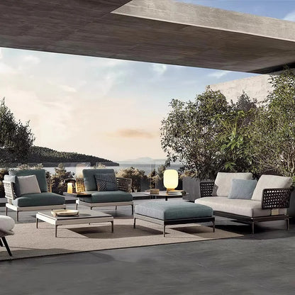Luxury Outdoor Rattan Sofa Set Patio Couch with Cushions
