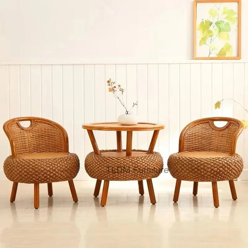 Bamboo Rattan Outdoor Chair Set Balcony Garden Furniture