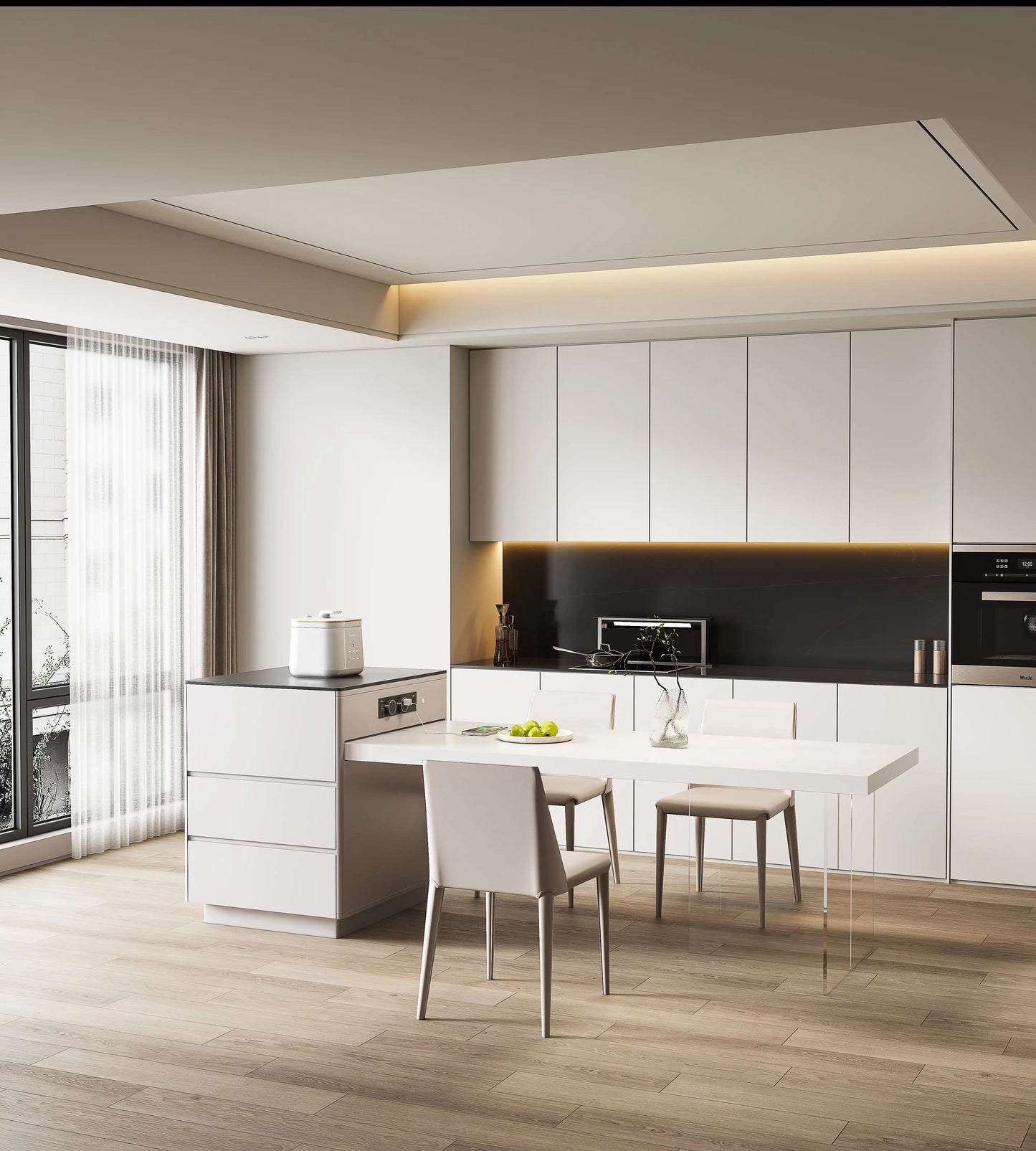 Rolling Kitchen Island with Extendable Dining Table