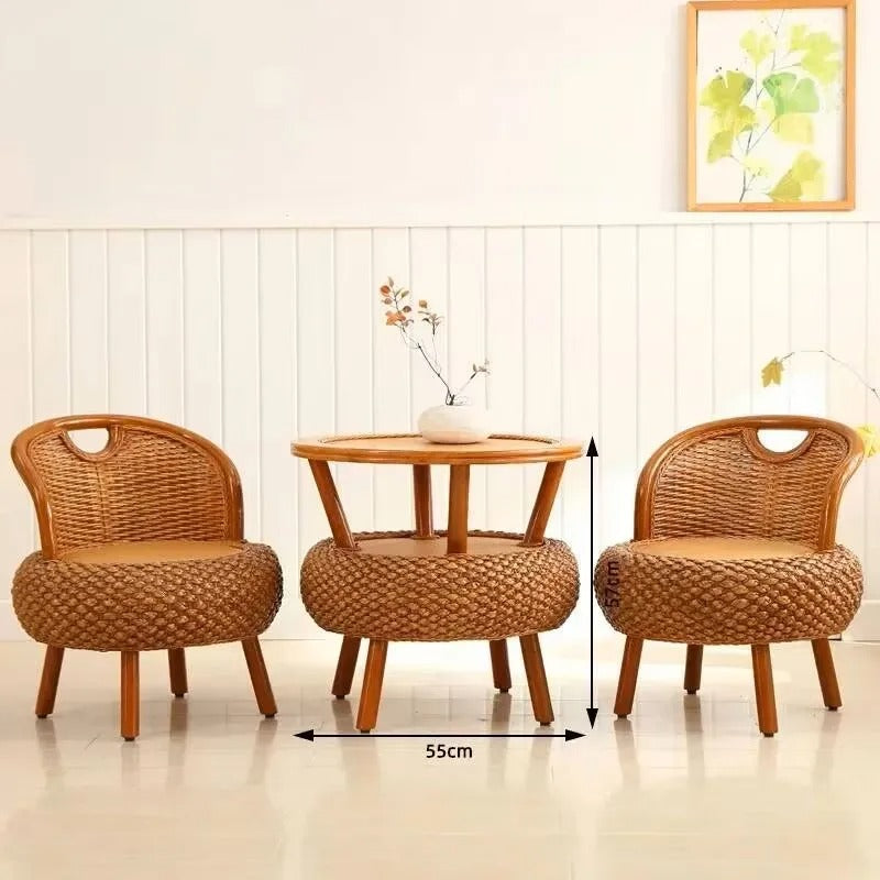 Bamboo Rattan Outdoor Chair Set Balcony Garden Furniture
